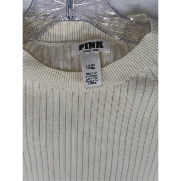 Pink Victoria Secret Ribbed Sweater Ivory, Cream, Beige Neutral Small - Picture 3 of 8